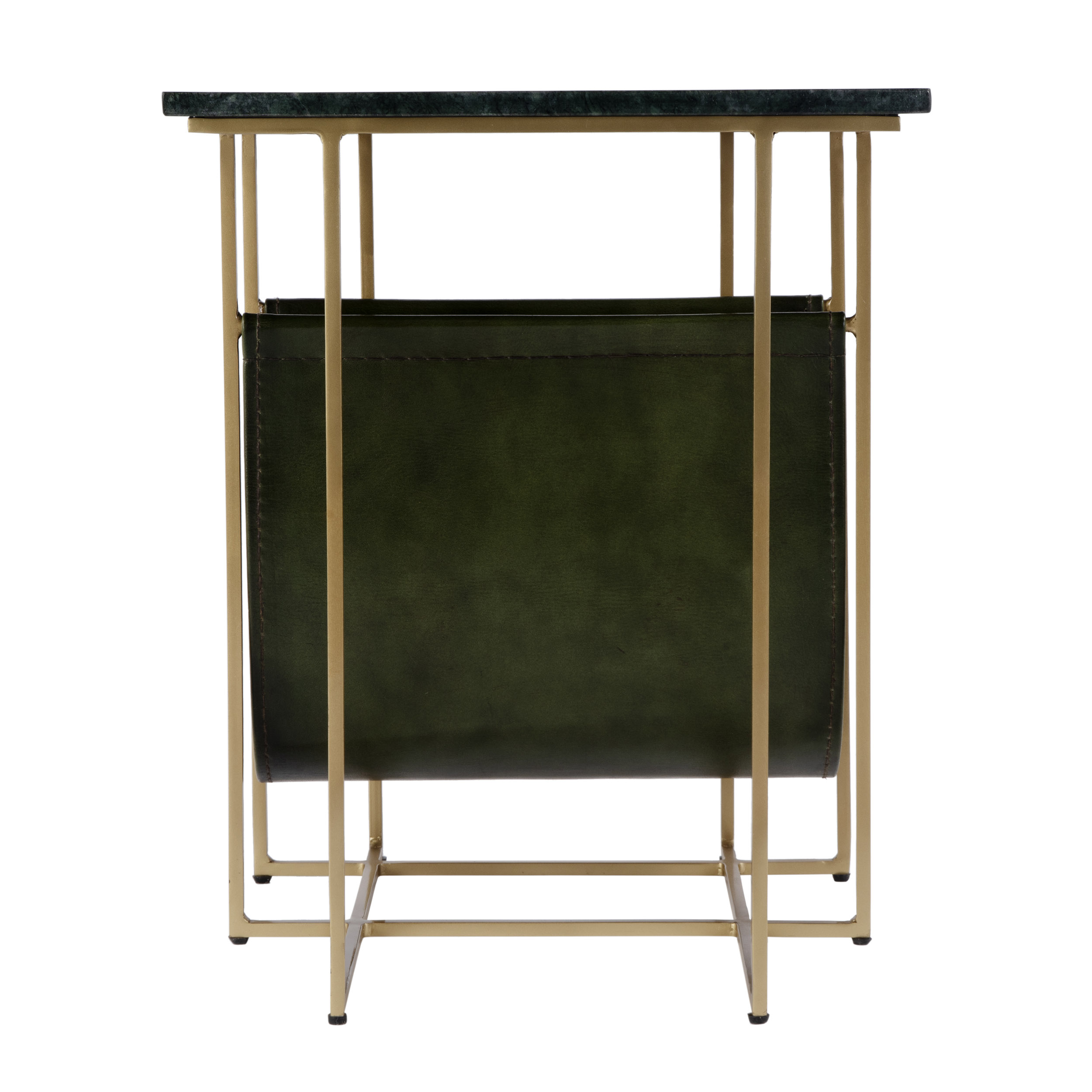 Everett Marble Top Magazine Rack Side Table, Green/Gold 4 Everett Marble Top Magazine Rack Side Table, Green/Gold
