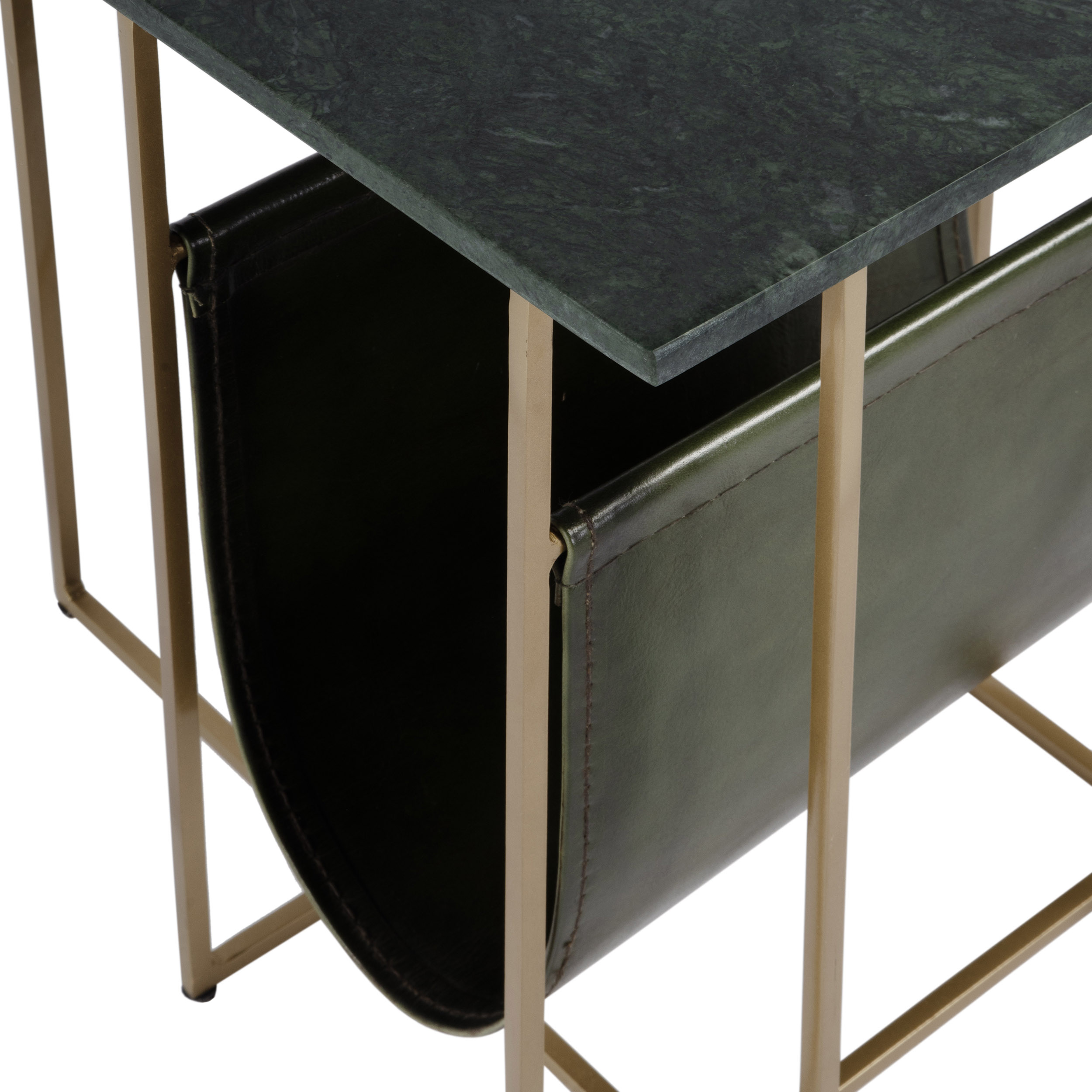 Everett Marble Top Magazine Rack Side Table, Green/Gold 5 Everett Marble Top Magazine Rack Side Table, Green/Gold