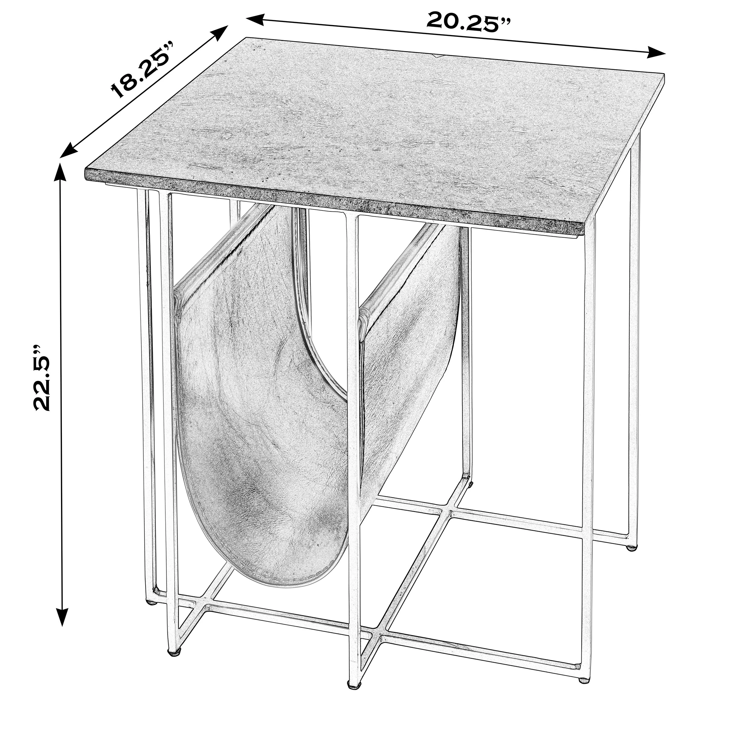 Everett Marble Top Magazine Rack Side Table, Green/Gold 8 Everett Marble Top Magazine Rack Side Table, Green/Gold
