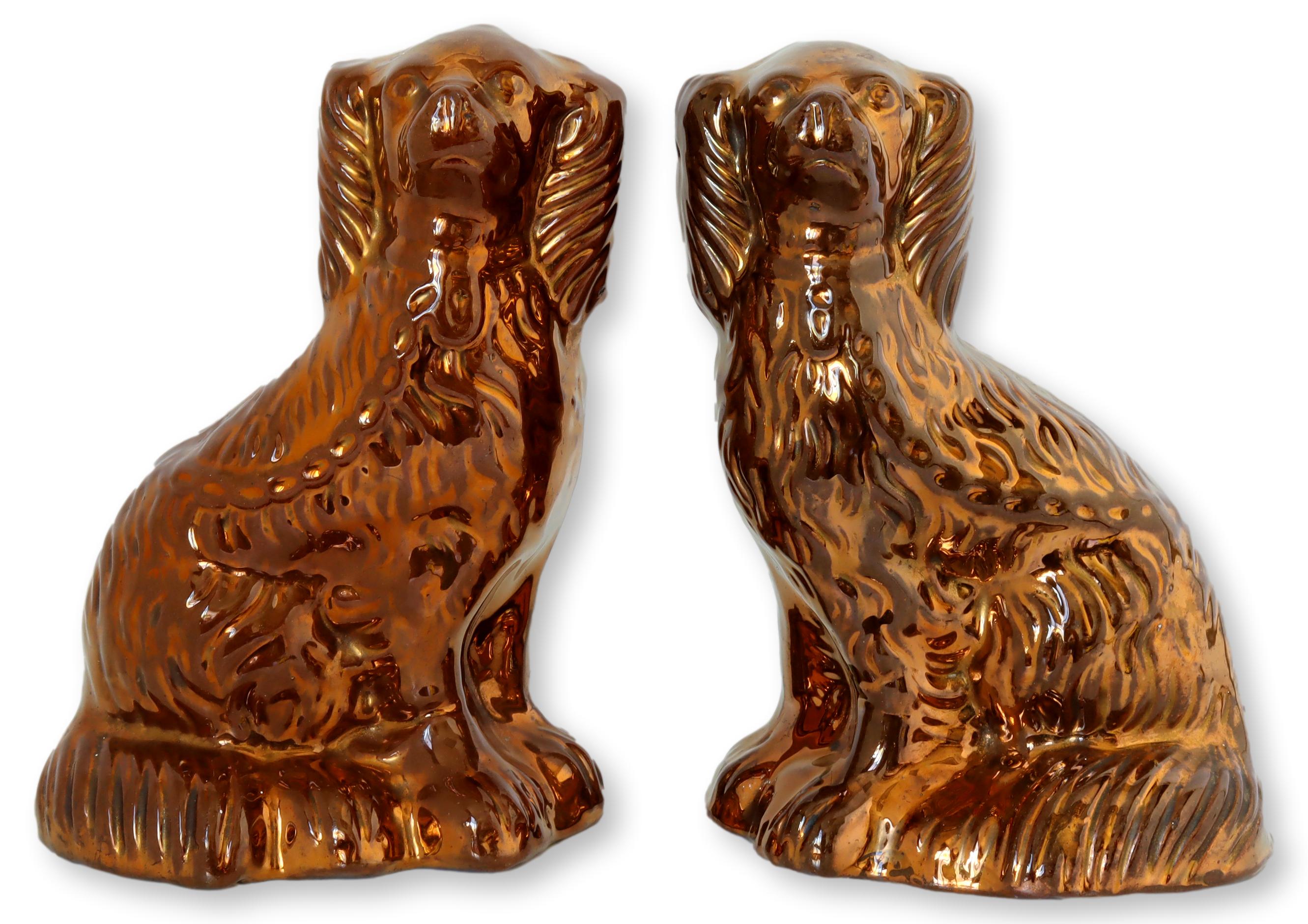 Antique Copper Lustre Staffordshire Dogs 1 Antique Copper Lustre Staffordshire Dogs
