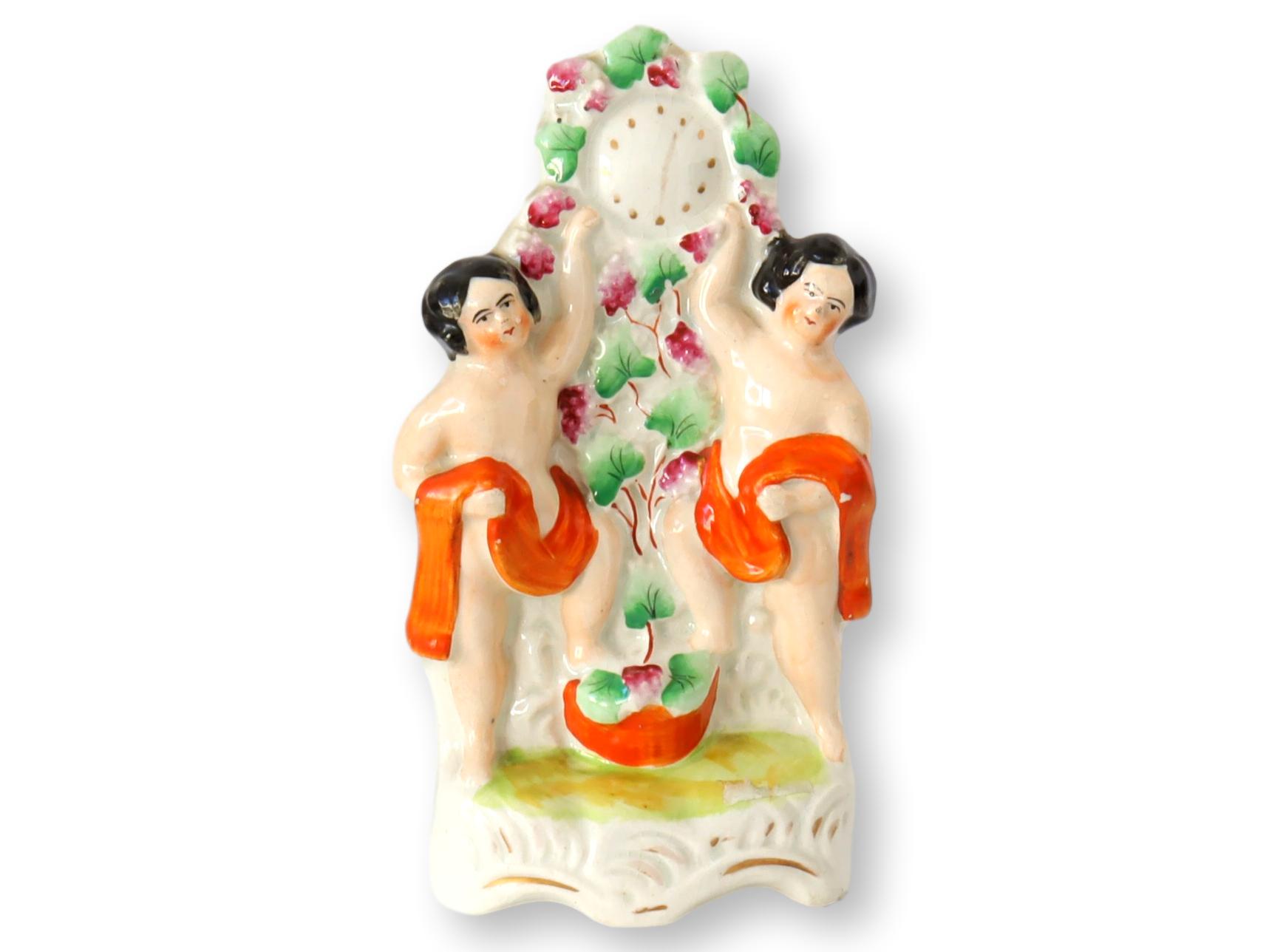 Staffordshire Cupid Figurine w/Clock 1 Staffordshire Cupid Figurine w/Clock