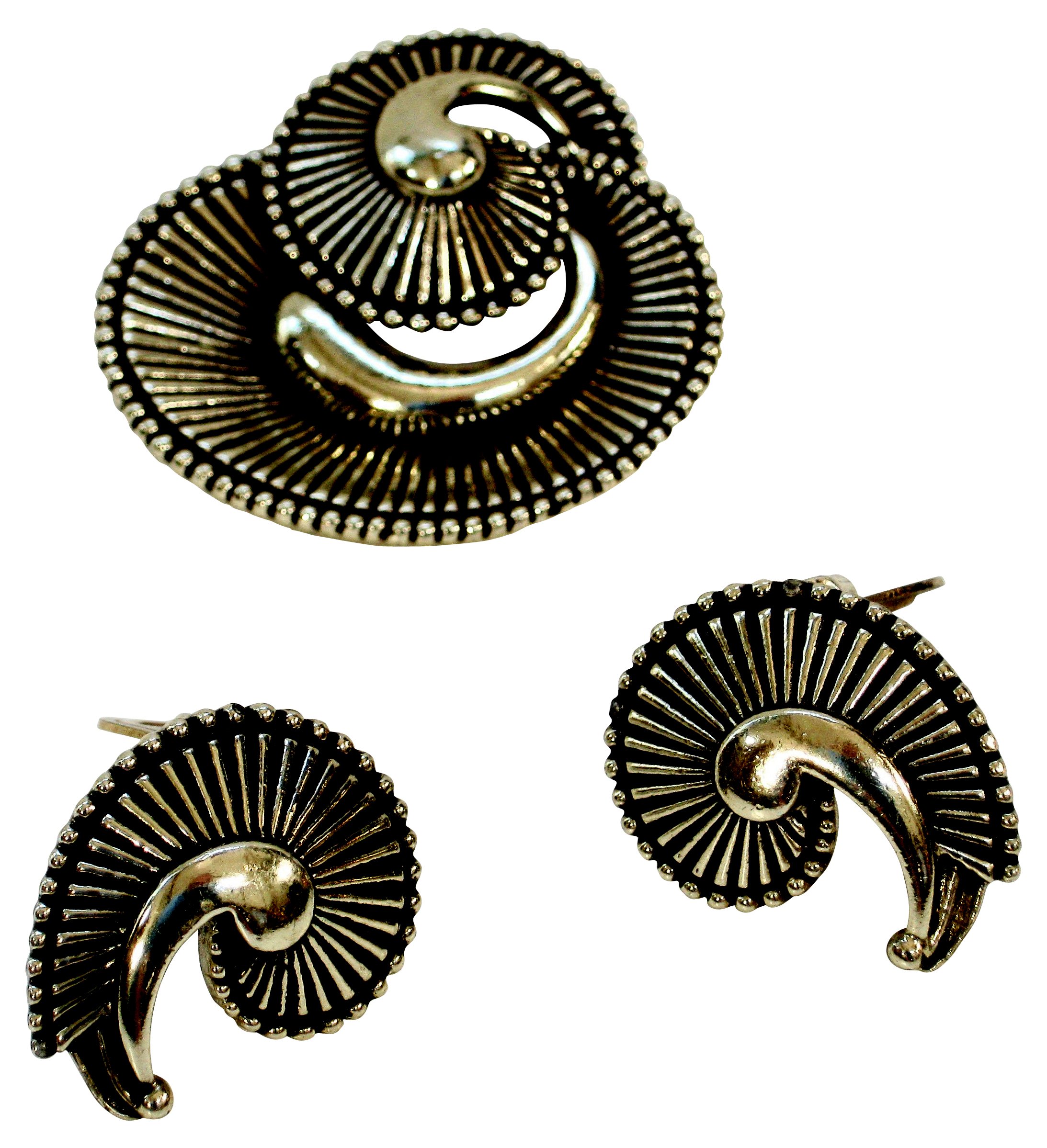 Silver Plate Nautilus Brooch w/ Earrings 2 Silver Plate Nautilus Brooch w/ Earrings
