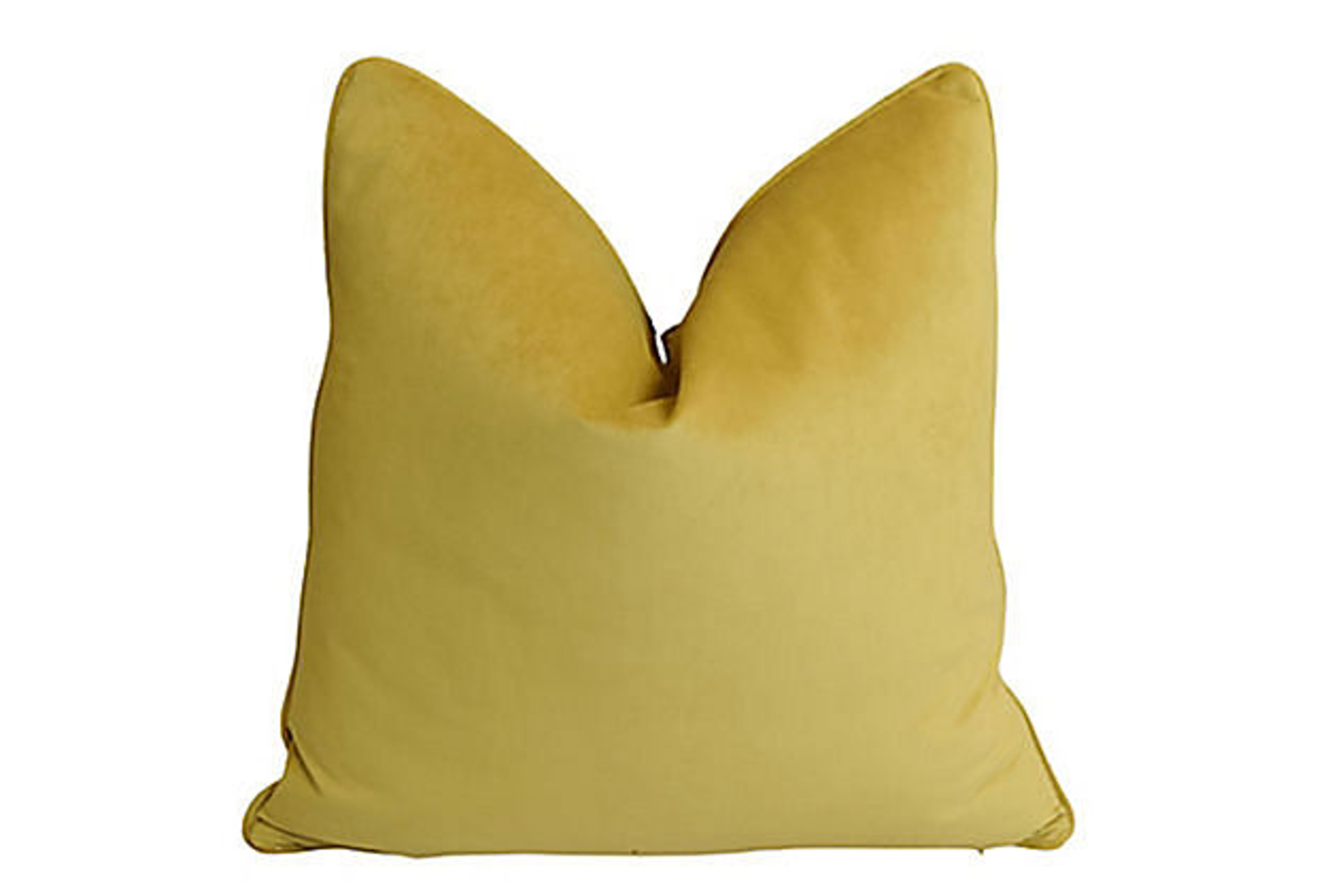Solid Gold Colored Cotton-Velvet Pillow 1 Solid Gold Colored Cotton-Velvet Pillow