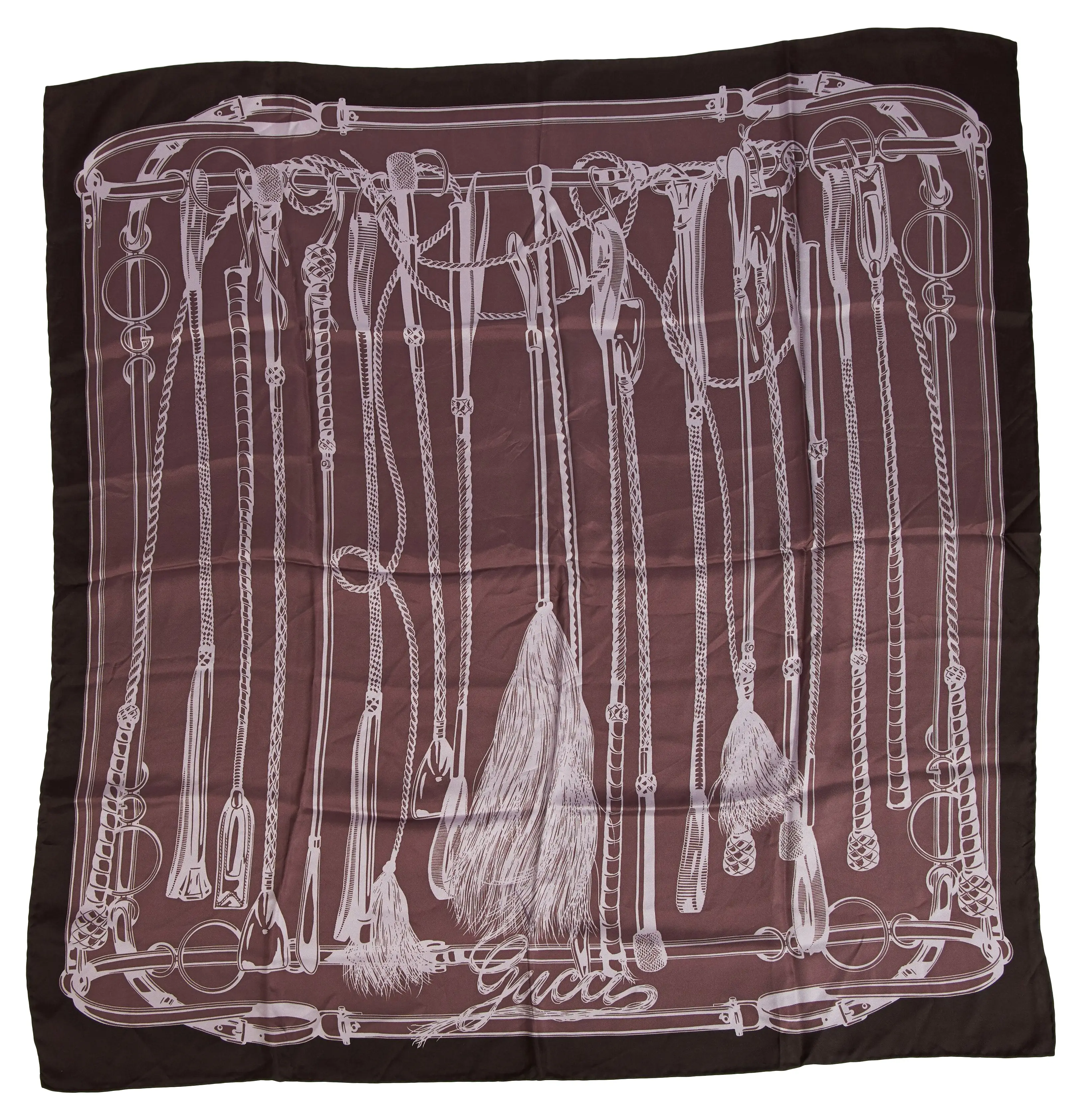 Gucci Black & Burgundy Silk Scarf 1 Gucci Black & Burgundy Silk Scarf