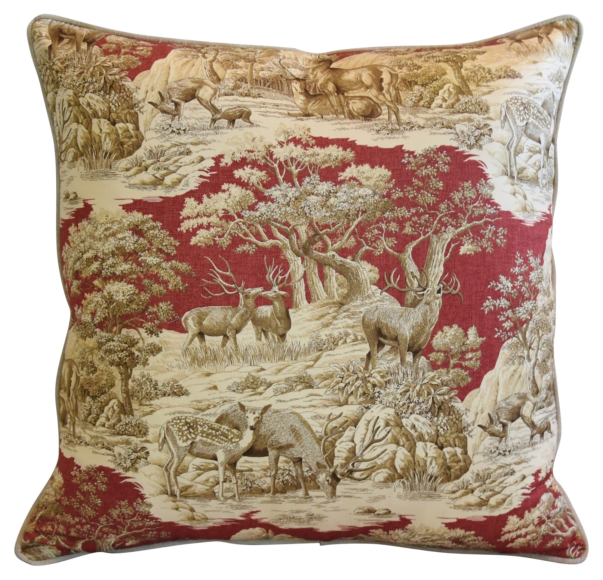 Woodland Toile Deer & Velvet Pillows, Pr 2 Woodland Toile Deer & Velvet Pillows, Pr