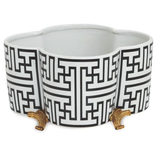 14" Perry Planter, Black/White