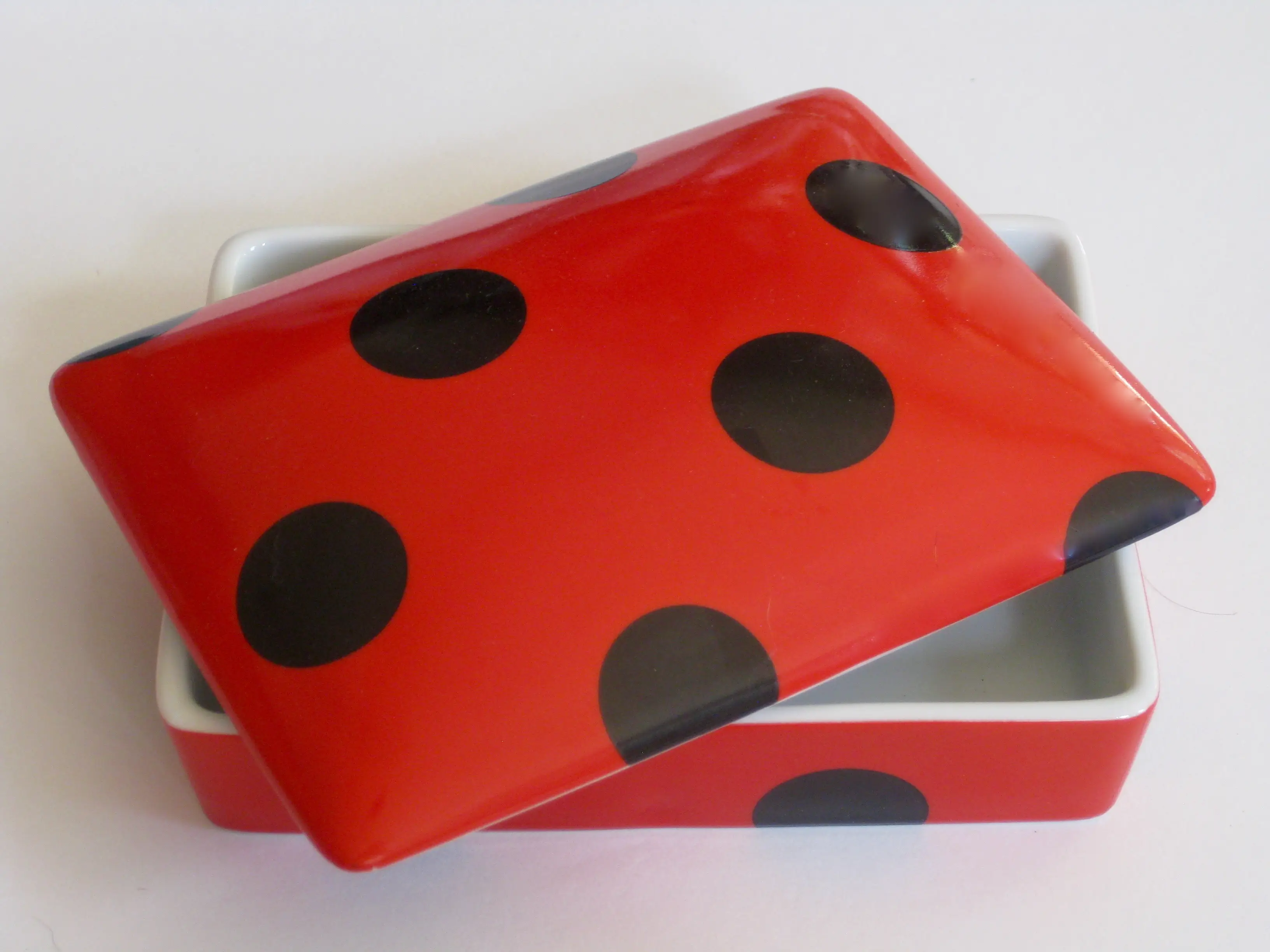 Porcelain Polka Dot Card Box w/Cards 2 Porcelain Polka Dot Card Box w/Cards
