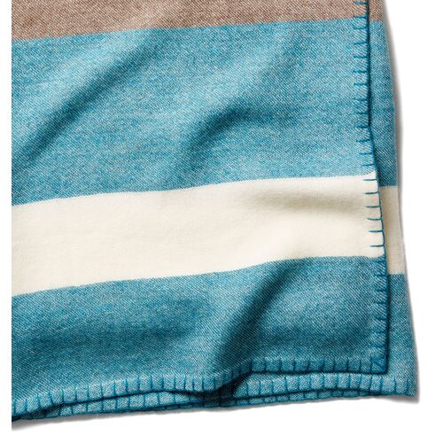 Block-Stripe Throw, Peacock/Taupe 2 Block-Stripe Throw, Peacock/Taupe