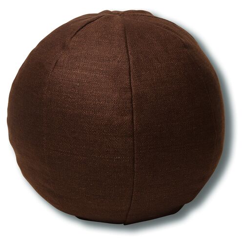 Emma 11x11 Ball Pillow, Walnut Linen 1 Emma 11x11 Ball Pillow, Walnut Linen