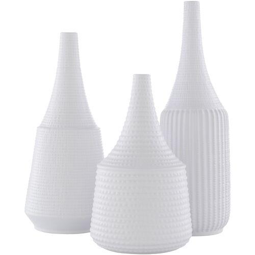 S/3 Acorn Vase, White 1 S/3 Acorn Vase, White