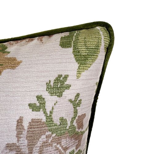 Beth Floral 20x20 Pillow w/ Contrast Welt, Green Crypton 2 Beth Floral 20x20 Pillow w/ Contrast Welt, Green Crypton