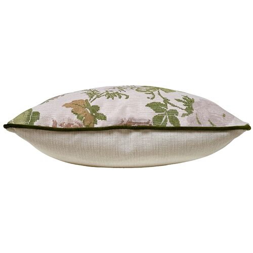 Beth Floral 20x20 Pillow w/ Contrast Welt, Green Crypton 3 Beth Floral 20x20 Pillow w/ Contrast Welt, Green Crypton