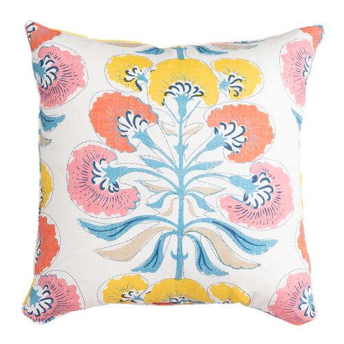 Tybee Tree Linen Pillow, White/Sherbert 1 Tybee Tree Linen Pillow, White/Sherbert