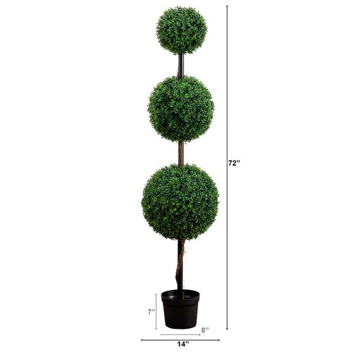 6ft. Artificial Triple Ball Boxwood Topiary Tree, Indoor/Outdoor 2 6ft. Artificial Triple Ball Boxwood Topiary Tree, Indoor/Outdoor