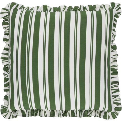 Nymara Bold Stripe Accent Pillow w/Ruffles, Green 1 Nymara Bold Stripe Accent Pillow w/Ruffles, Green