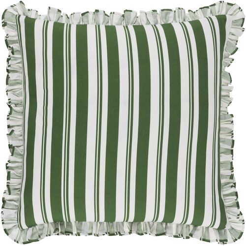 Nymara Bold Stripe Accent Pillow w/Ruffles, Green 2 Nymara Bold Stripe Accent Pillow w/Ruffles, Green