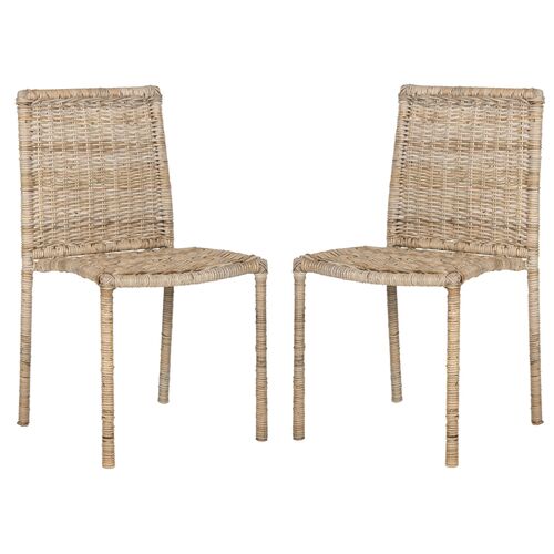 S/2 Marley Rattan Side Chairs, Natural 1 S/2 Marley Rattan Side Chairs, Natural