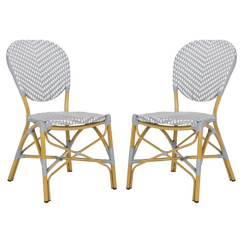 S/2 Ariel Stacking Side Chairs, Gray/White 1 S/2 Ariel Stacking Side Chairs, Gray/White