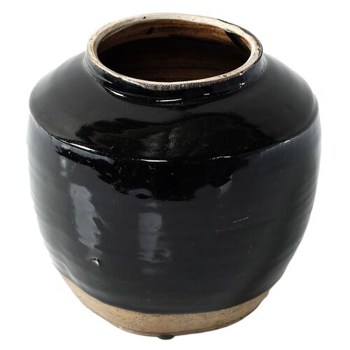 Vintage 8" Oil Pot, Black Glaze 1 Vintage 8" Oil Pot, Black Glaze