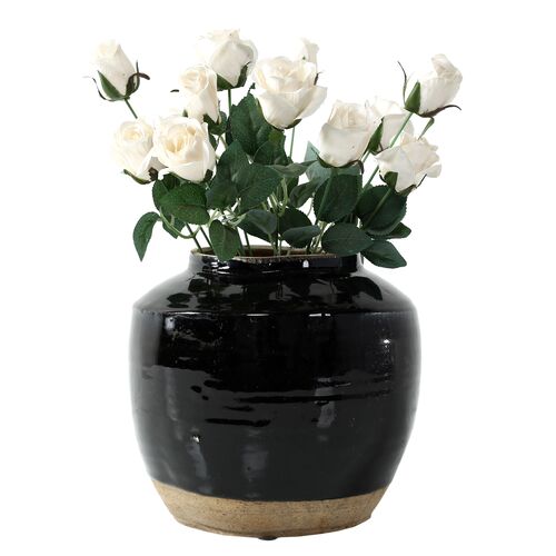 Vintage 8" Oil Pot, Black Glaze 3 Vintage 8" Oil Pot, Black Glaze