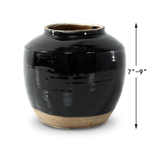 Vintage 8" Oil Pot, Black Glaze 5 Vintage 8" Oil Pot, Black Glaze