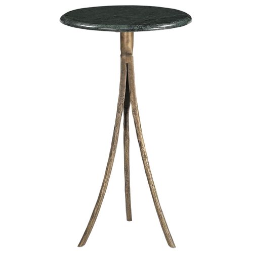 West Marble Top Accent Table, Antique Brass/Green 1 West Marble Top Accent Table, Antique Brass/Green
