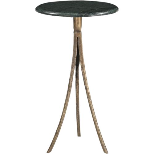 West Marble Top Accent Table, Antique Brass/Green 2 West Marble Top Accent Table, Antique Brass/Green