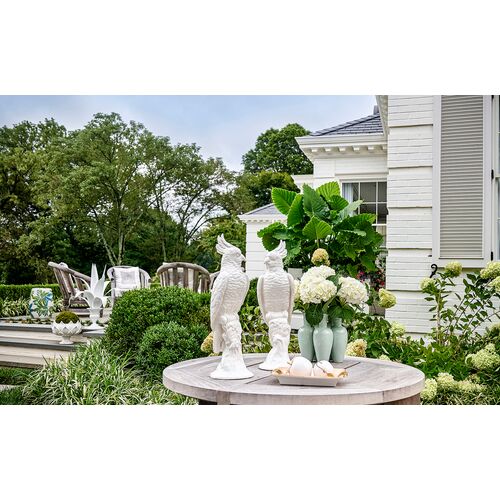 S/2 Ceramic Cockatoo Figurines, White 2 S/2 Ceramic Cockatoo Figurines, White