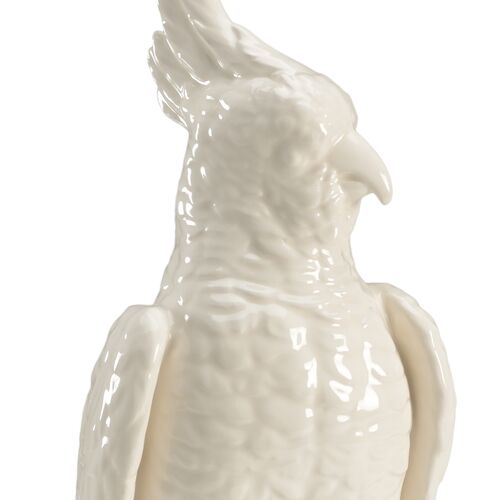 S/2 Ceramic Cockatoo Figurines, White 3 S/2 Ceramic Cockatoo Figurines, White