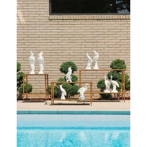 S/2 Ceramic Cockatoo Figurines, White 4 S/2 Ceramic Cockatoo Figurines, White