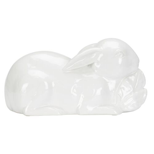 Staffordshire Ceramic Rabbit Figurine, White 2 Staffordshire Ceramic Rabbit Figurine, White