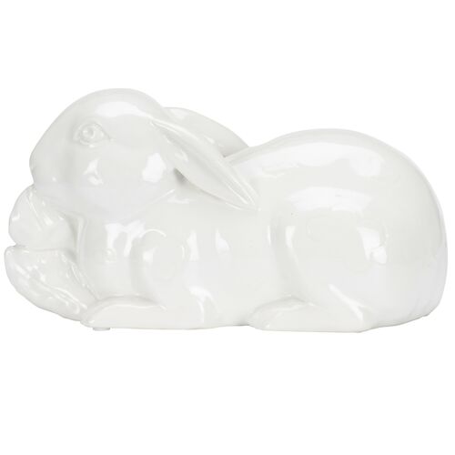 Staffordshire Ceramic Rabbit Figurine, White 3 Staffordshire Ceramic Rabbit Figurine, White