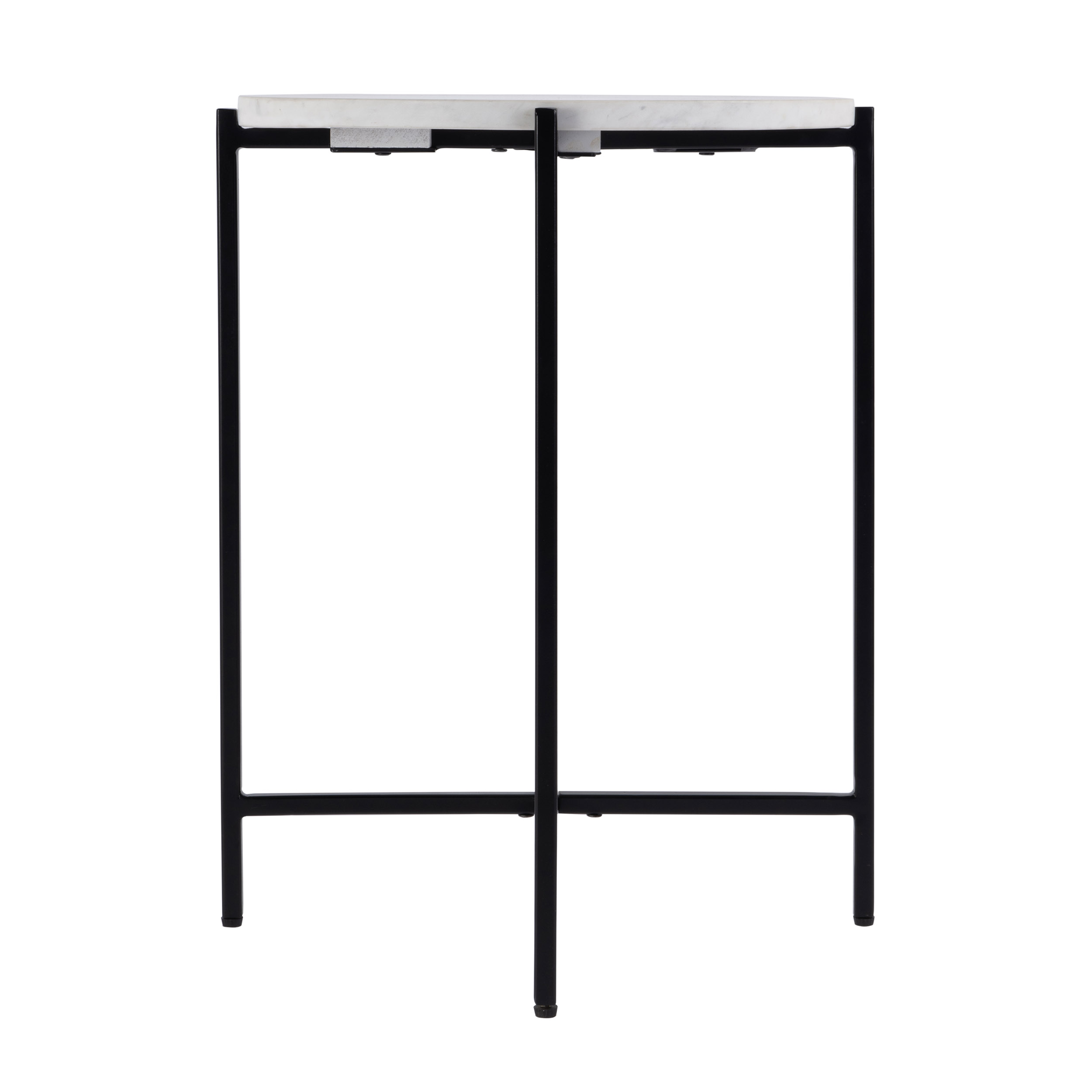 Nova Round Marble/Iron Side Table, White/Black 2 Nova Round Marble/Iron Side Table, White/Black