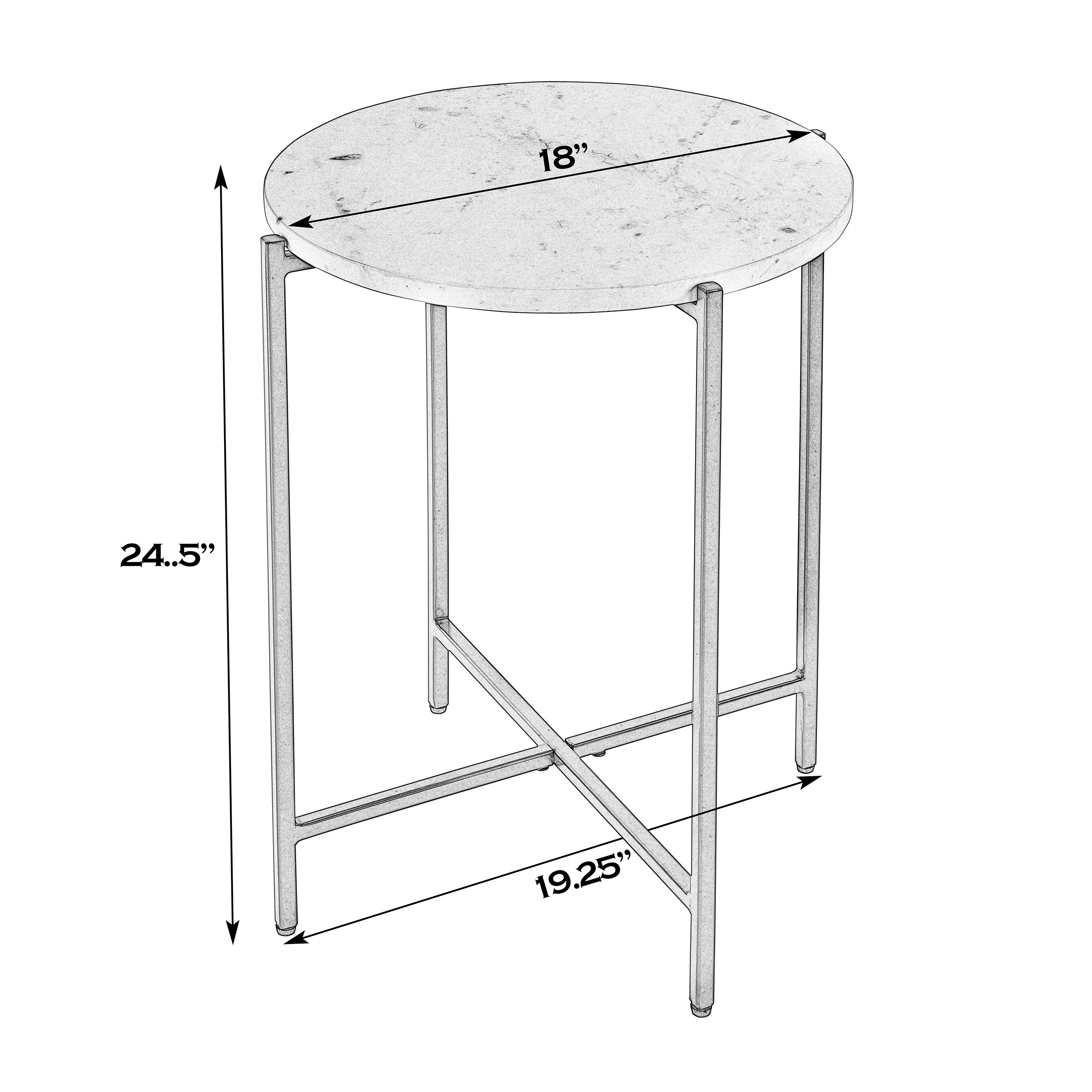 Nova Round Marble/Iron Side Table, White/Black 4 Nova Round Marble/Iron Side Table, White/Black