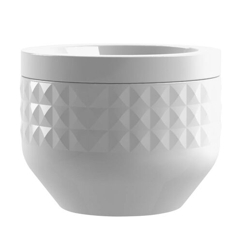 S/3 Diamond Stoneware Small Canister, White