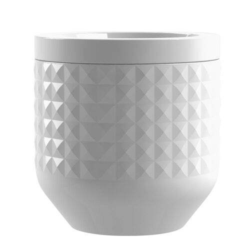 S/3 Diamond Stoneware Medium Canister, White