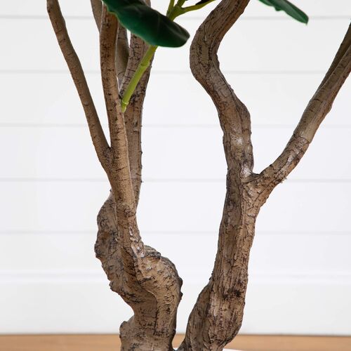 Faux Grand Fiddle Leaf Tree in White Decorative Planter 6 Faux Grand Fiddle Leaf Tree in White Decorative Planter