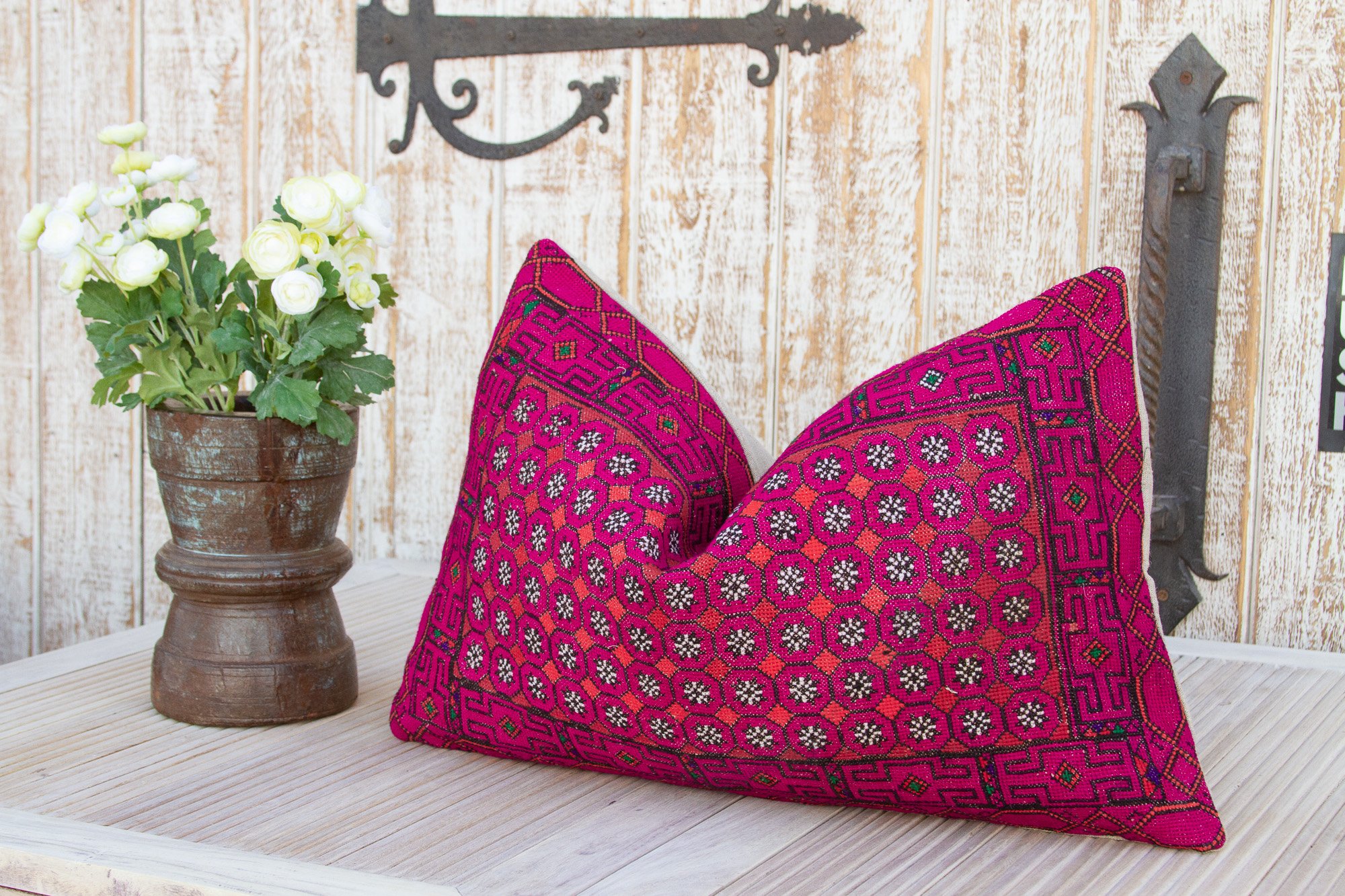 Leena Silk Embroidered Antique Pillow 3 Leena Silk Embroidered Antique Pillow