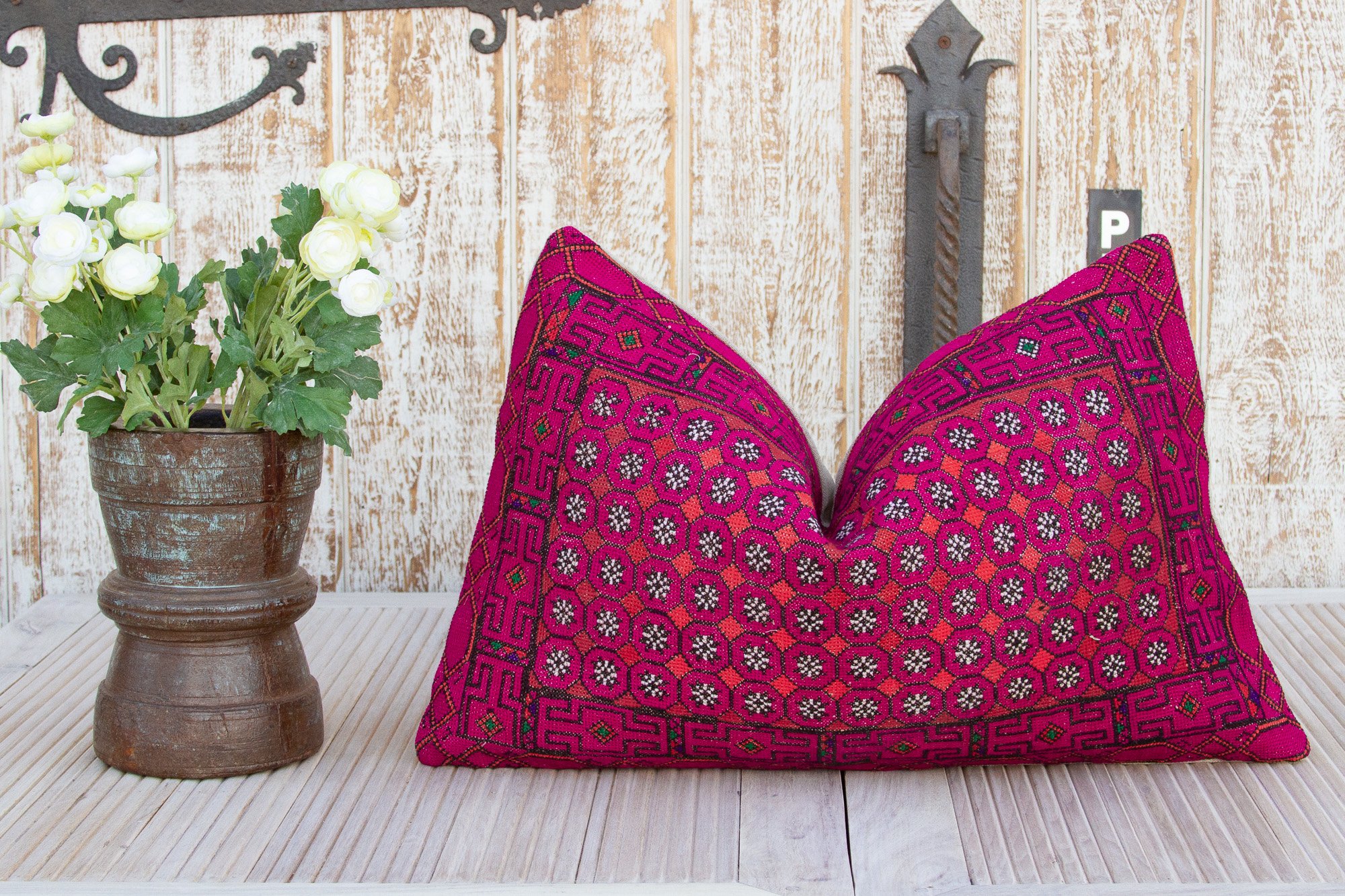 Leena Silk Embroidered Antique Pillow 4 Leena Silk Embroidered Antique Pillow