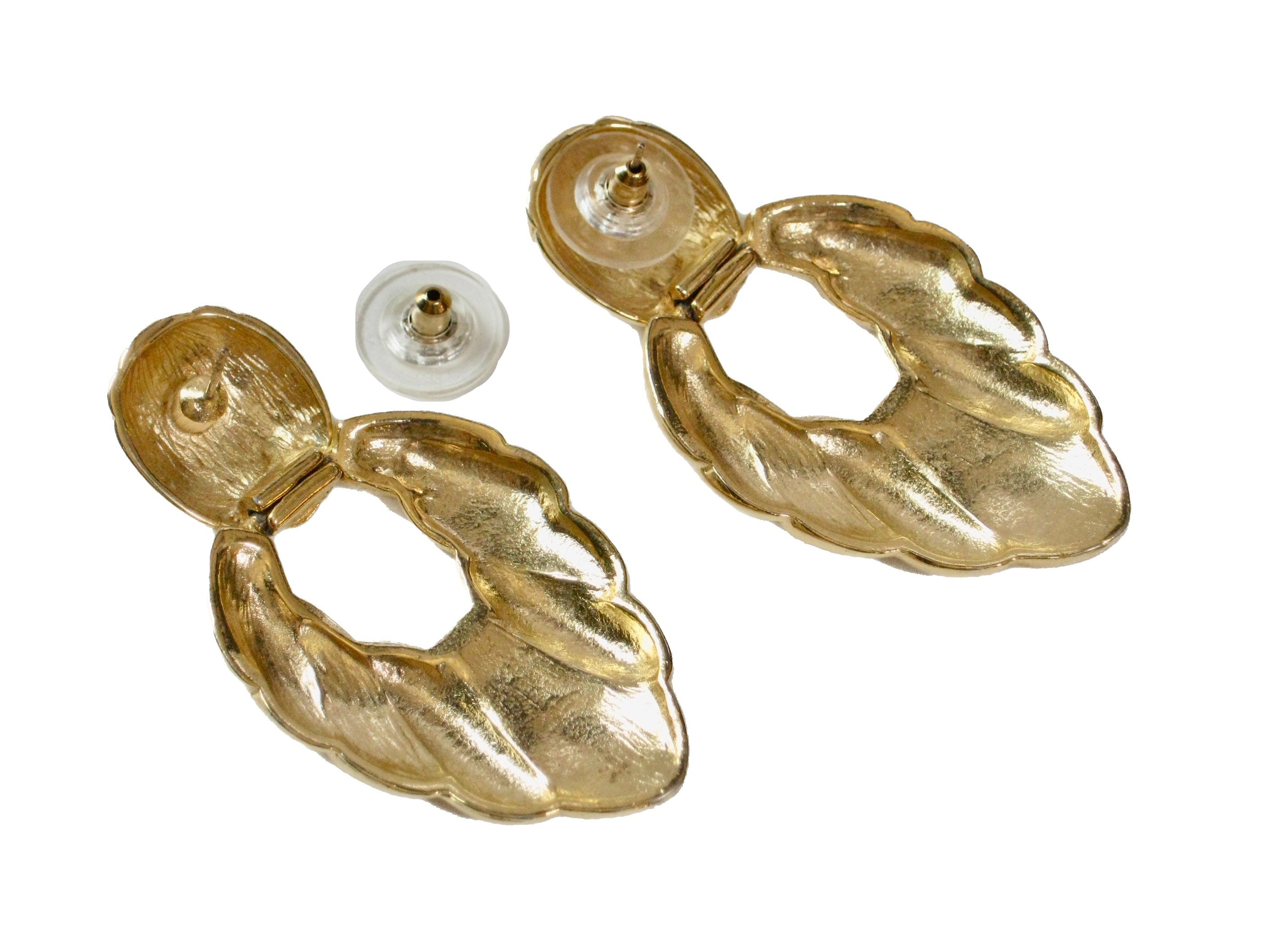 1980s Gold & Cream Enamel Earrings 3 1980s Gold & Cream Enamel Earrings