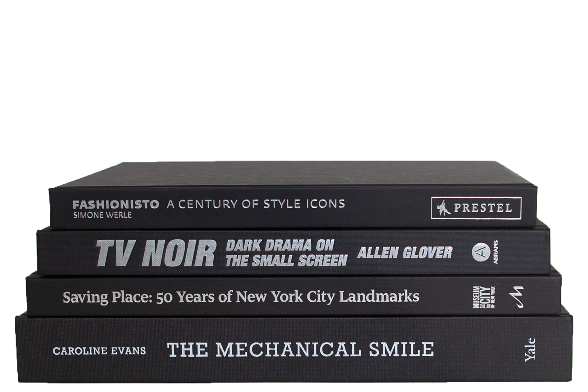 Set of 4 Modern Coffee Book Stack, Onyx/Silver 2 Set of 4 Modern Coffee Book Stack, Onyx/Silver