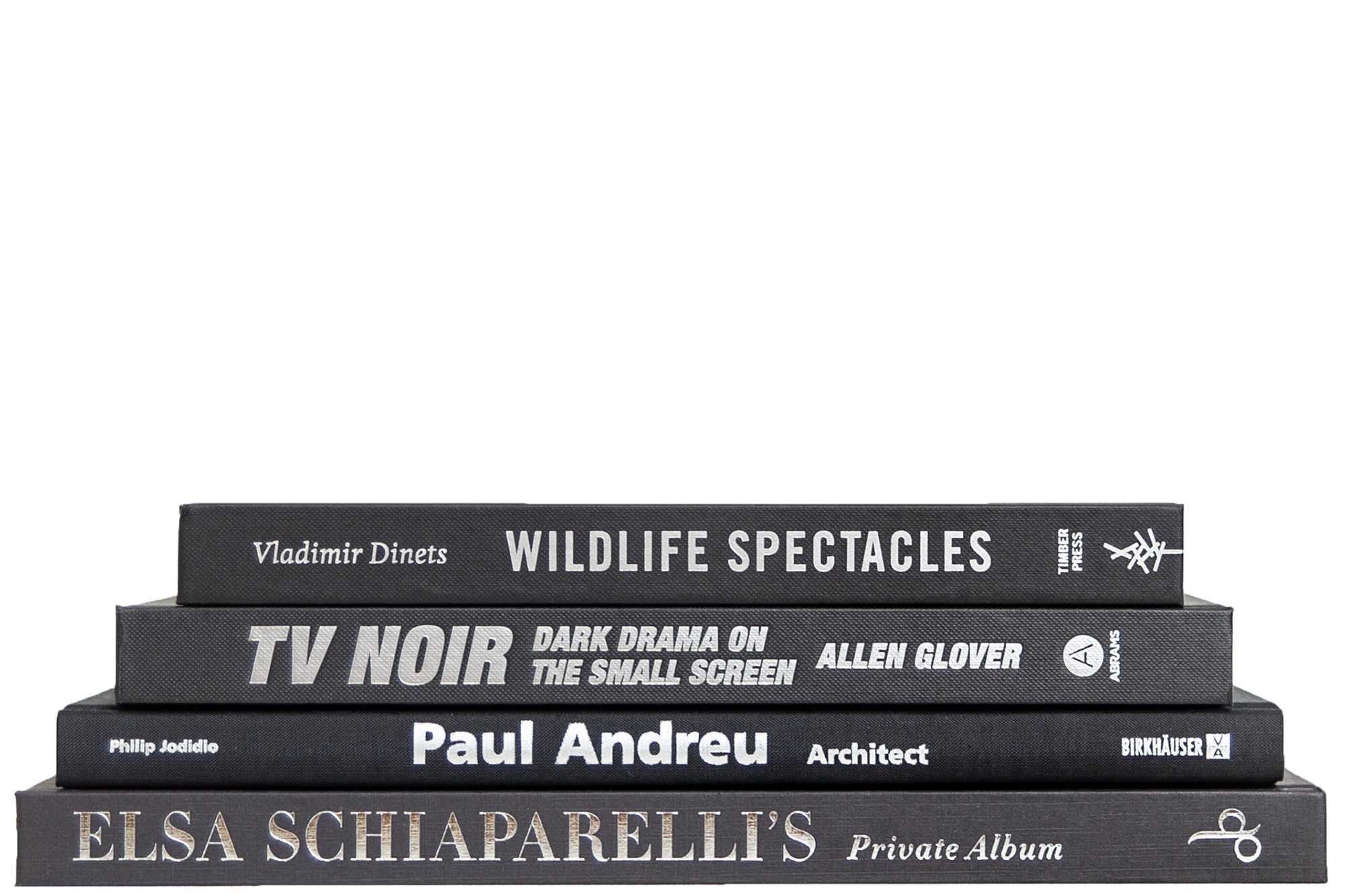 Set of 4 Modern Coffee Book Stack, Onyx/Silver 3 Set of 4 Modern Coffee Book Stack, Onyx/Silver