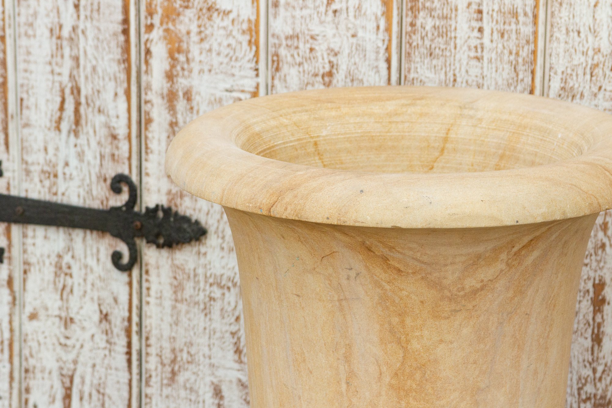 Graceful Stone Urn Shaped Tall Planter 2 Graceful Stone Urn Shaped Tall Planter