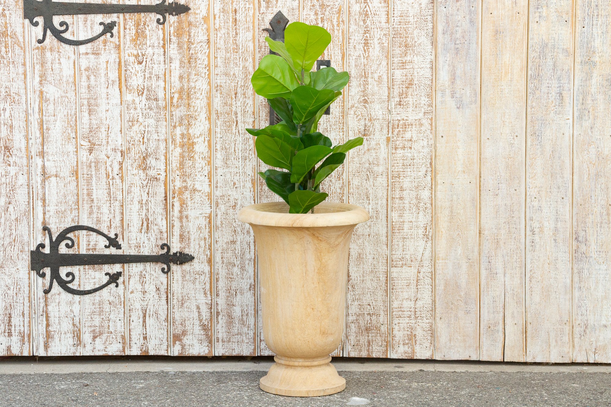 Graceful Stone Urn Shaped Tall Planter 3 Graceful Stone Urn Shaped Tall Planter