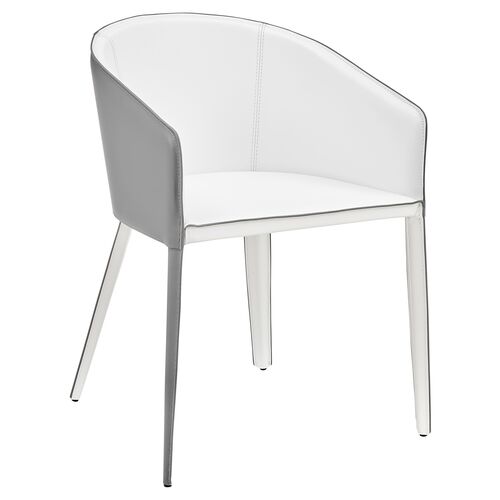 Casey Leatherette Armchair, Grey/White 1 Casey Leatherette Armchair, Grey/White