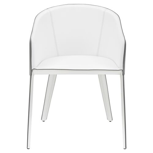 Casey Leatherette Armchair, Grey/White 2 Casey Leatherette Armchair, Grey/White