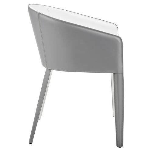 Casey Leatherette Armchair, Grey/White 3 Casey Leatherette Armchair, Grey/White