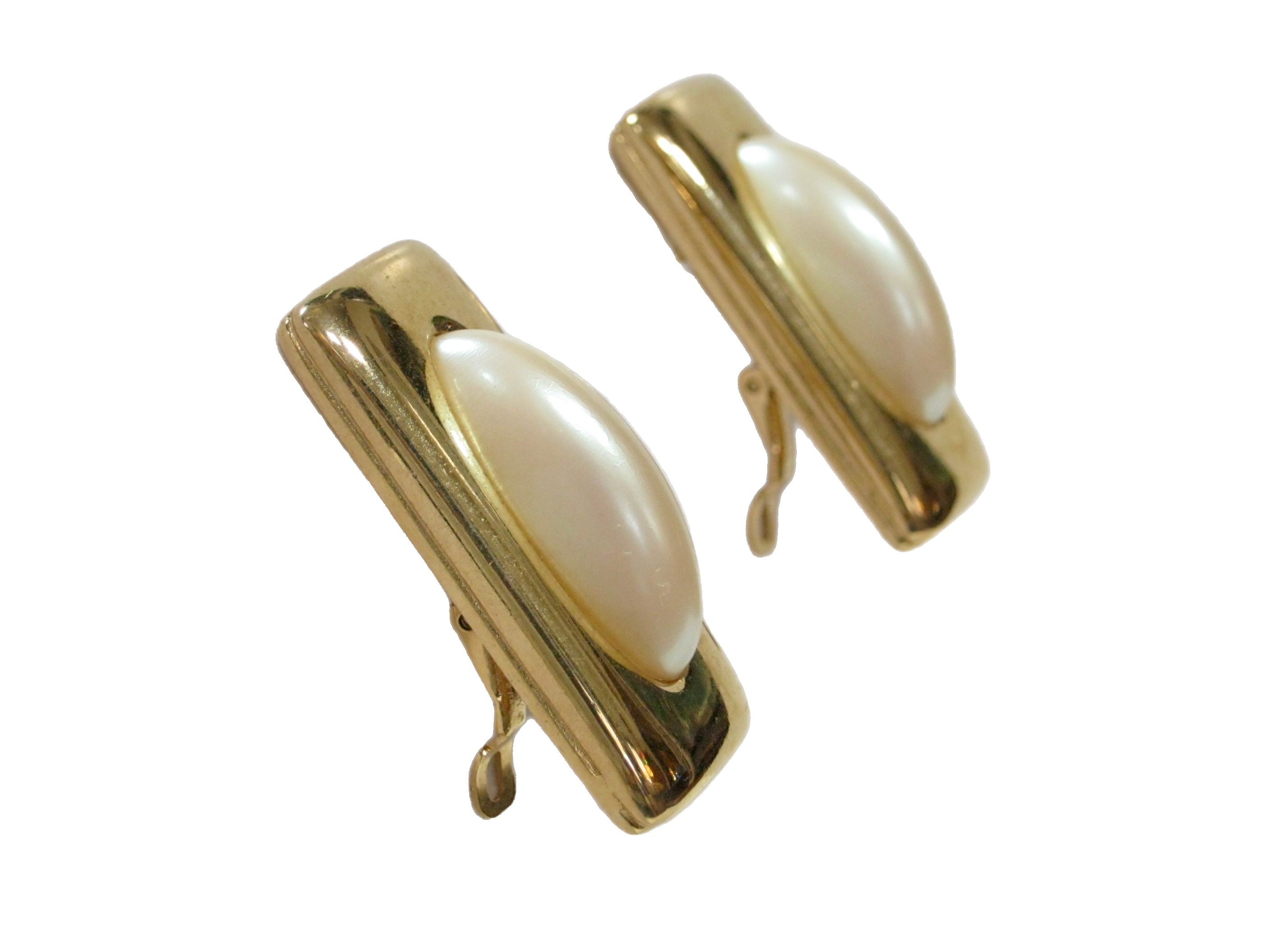Givenchy Polished Gold Pearl Earrings 2 Givenchy Polished Gold Pearl Earrings