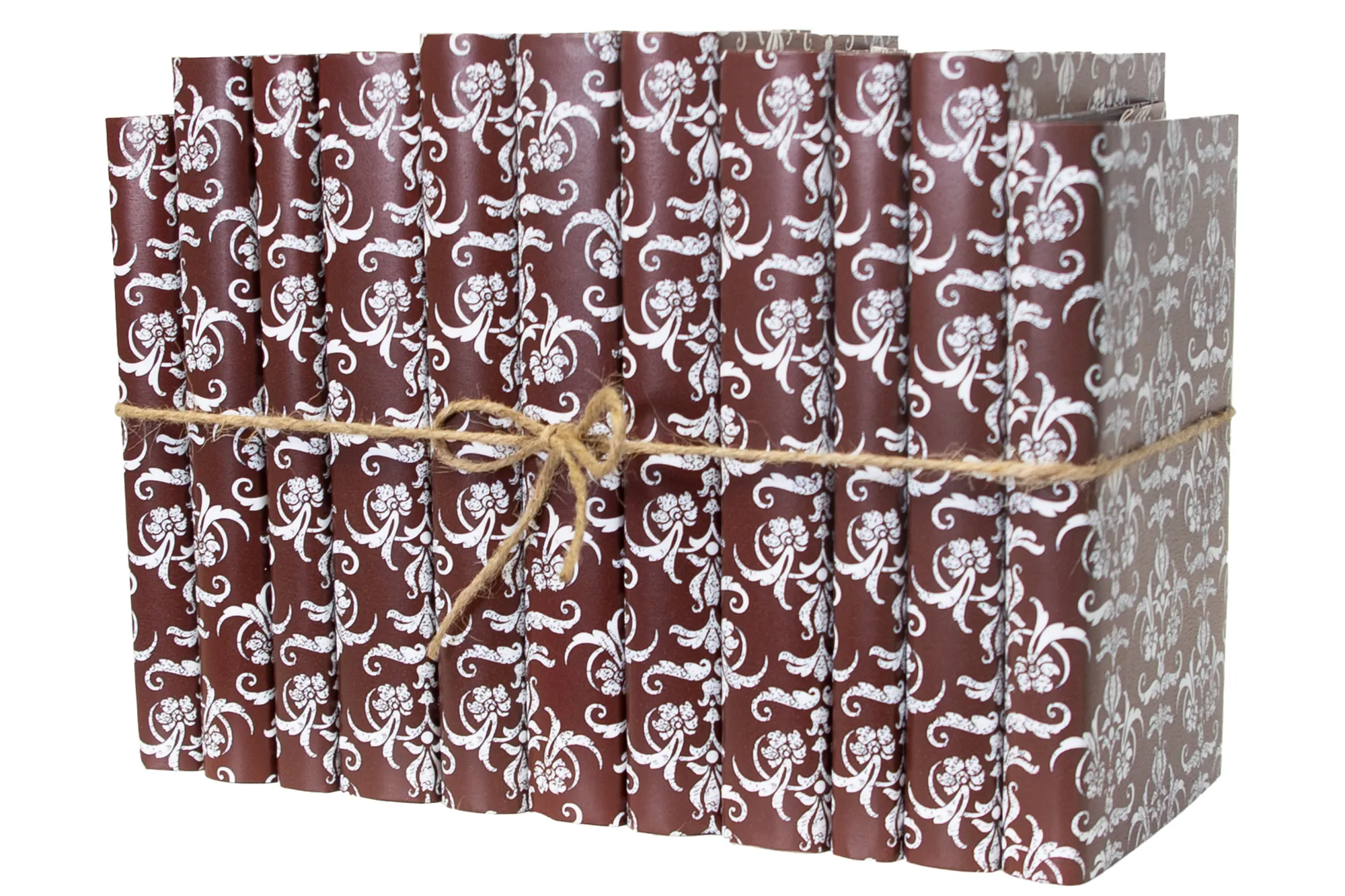 1-Foot Paper Wrapped Decorative Book Bundle, Gamet Damask 1 1-Foot Paper Wrapped Decorative Book Bundle, Gamet Damask