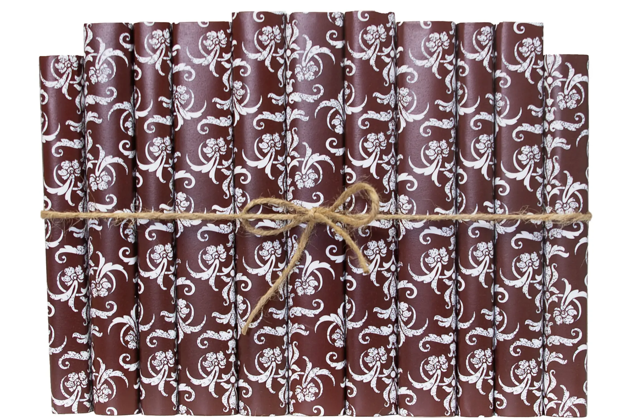 1-Foot Paper Wrapped Decorative Book Bundle, Gamet Damask 2 1-Foot Paper Wrapped Decorative Book Bundle, Gamet Damask